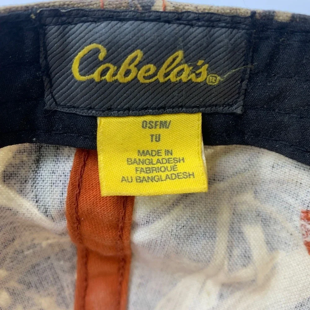 Cabela's Baseball Hat Mens OSFM Brown Camo Embroidered Logo Adjustable Strap
